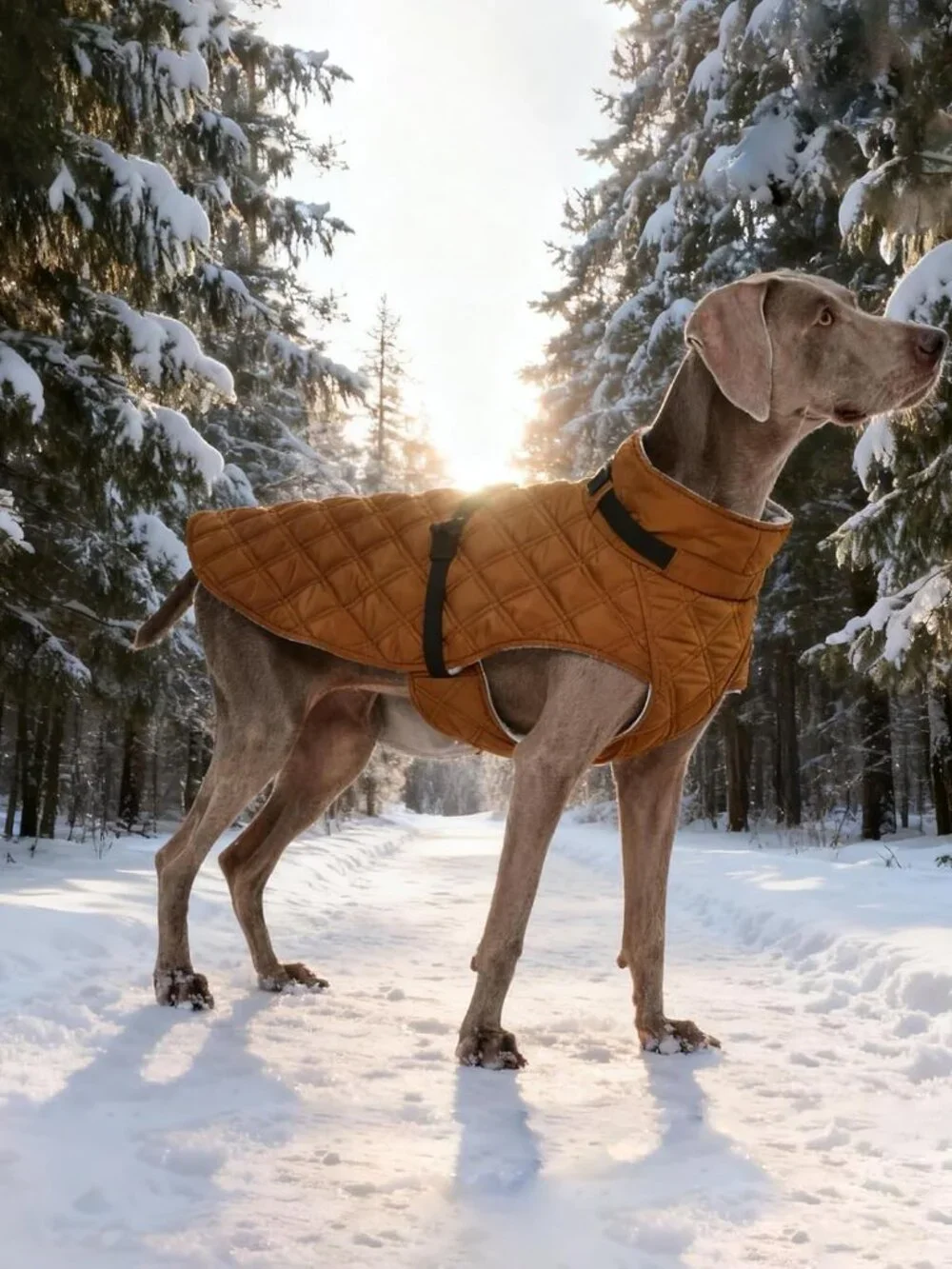 Kuoser Dog Coat Warm Fleece Lining Turtleneck Dog Jacket with Harness Built-in